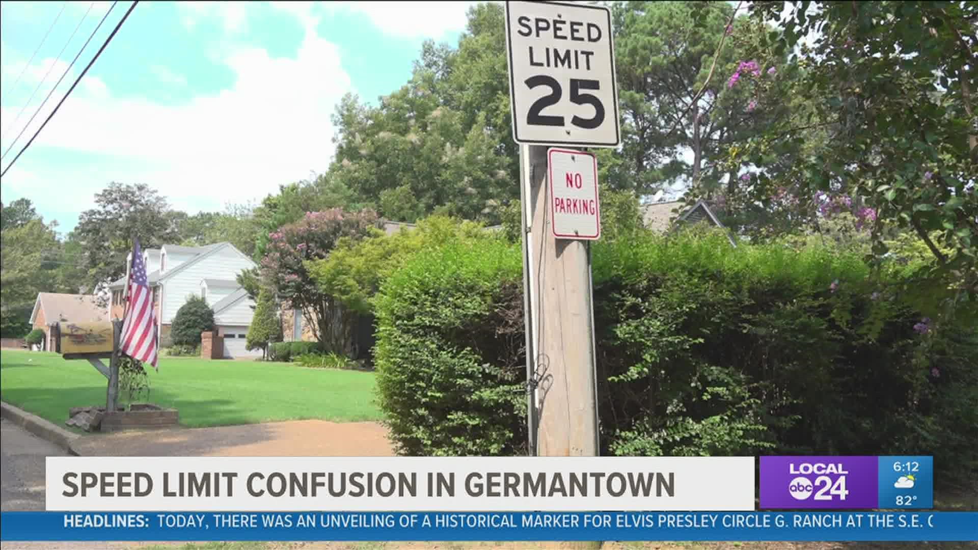 The City of Germantown will replace some 30mph signs, but the default speed in neighborhoods is 25mph if a sign is not there.