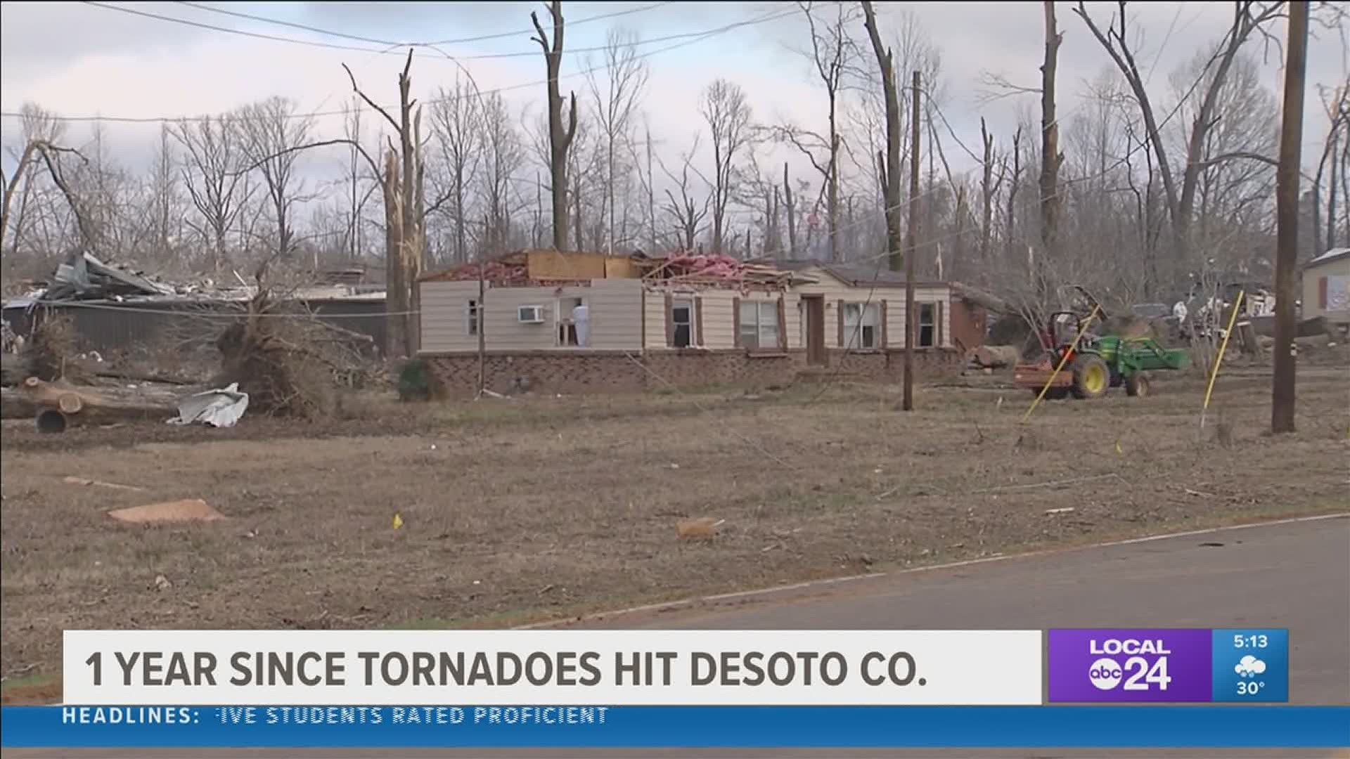 One year ago today, an EF2 tornado tore through DeSoto County. Now, people are still recovering emotionally and physically from the storm.