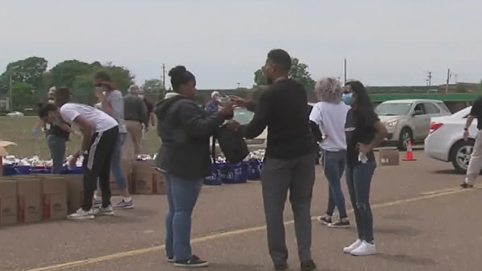 500 families were helped during a meal distribution Monday.