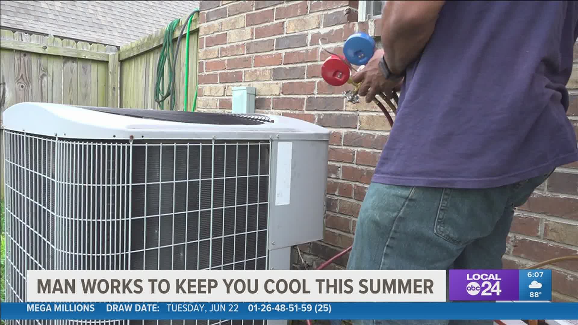 Fred Spearman fixes people's AC units without charging a service fee. All his clients have to pay for are the parts that may be needed.