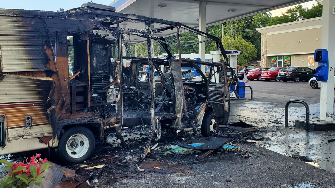 RV fire gas pump Getwell Road Memphis