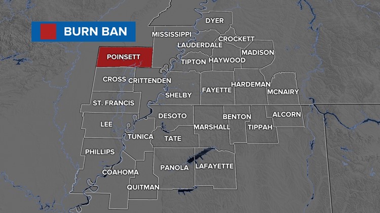 Burn bans issued for parts of the Mid-South as dry conditions continue