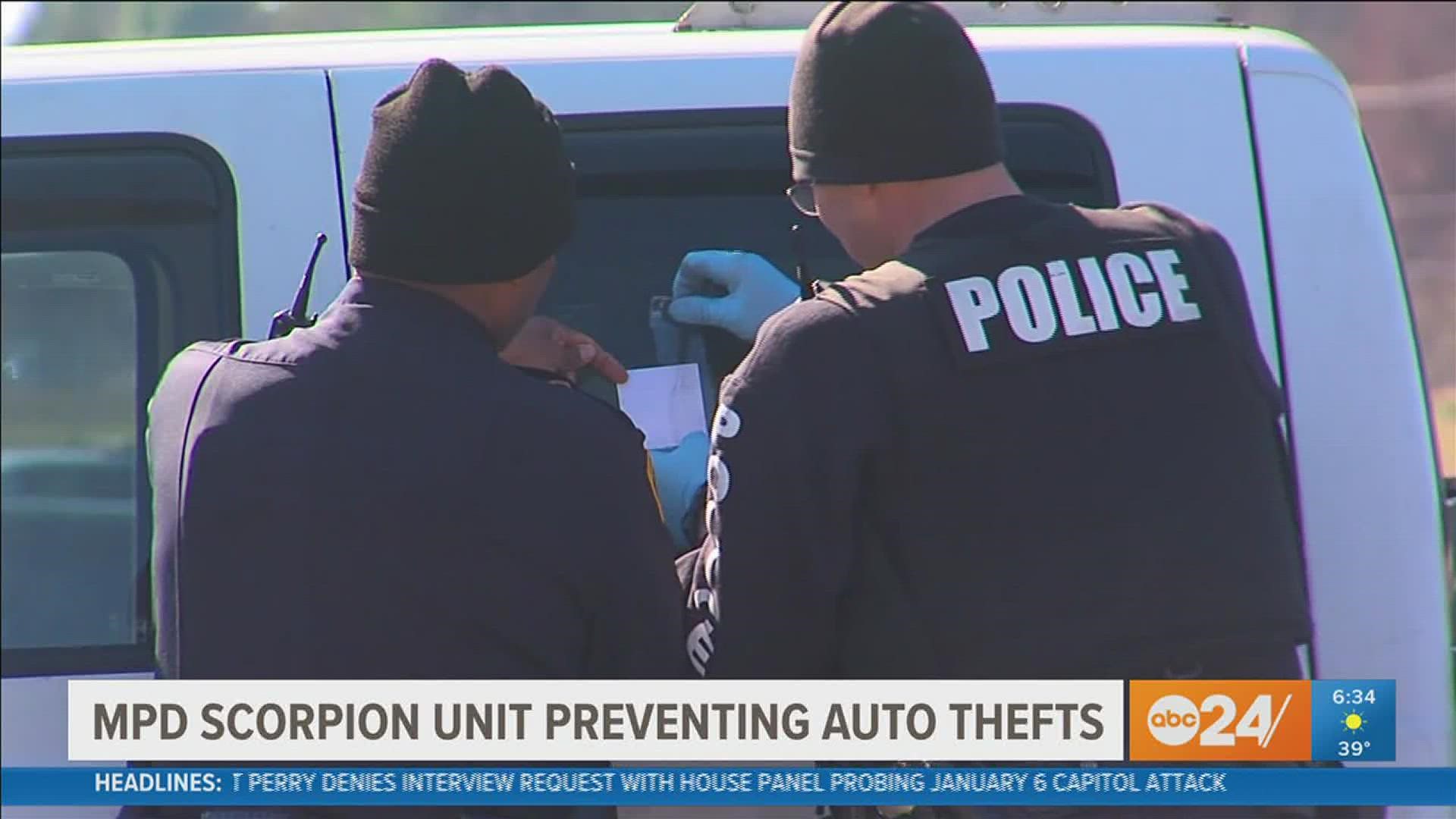 The Memphis Police Department's Scorpion Unit has recovered 78 stolen vehicles and made 111 auto theft arrests since it launched on October 11.