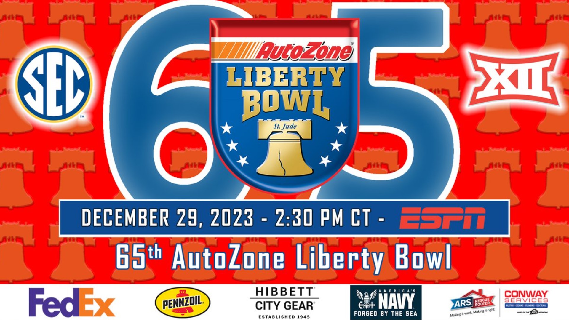 65th annual AutoZone Liberty Bowl set for Dec. 29, 2023