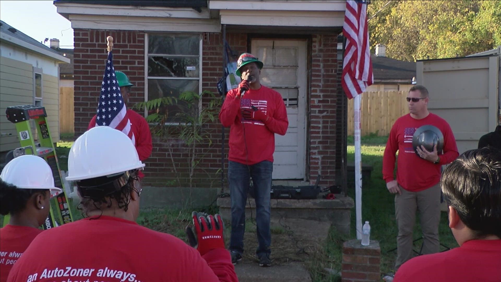 During a Veteran's Day event, the president and CEO of Habitat for Humanity of Greater Memphis reminded the public that they too can volunteer at MemphisHabitat.com.