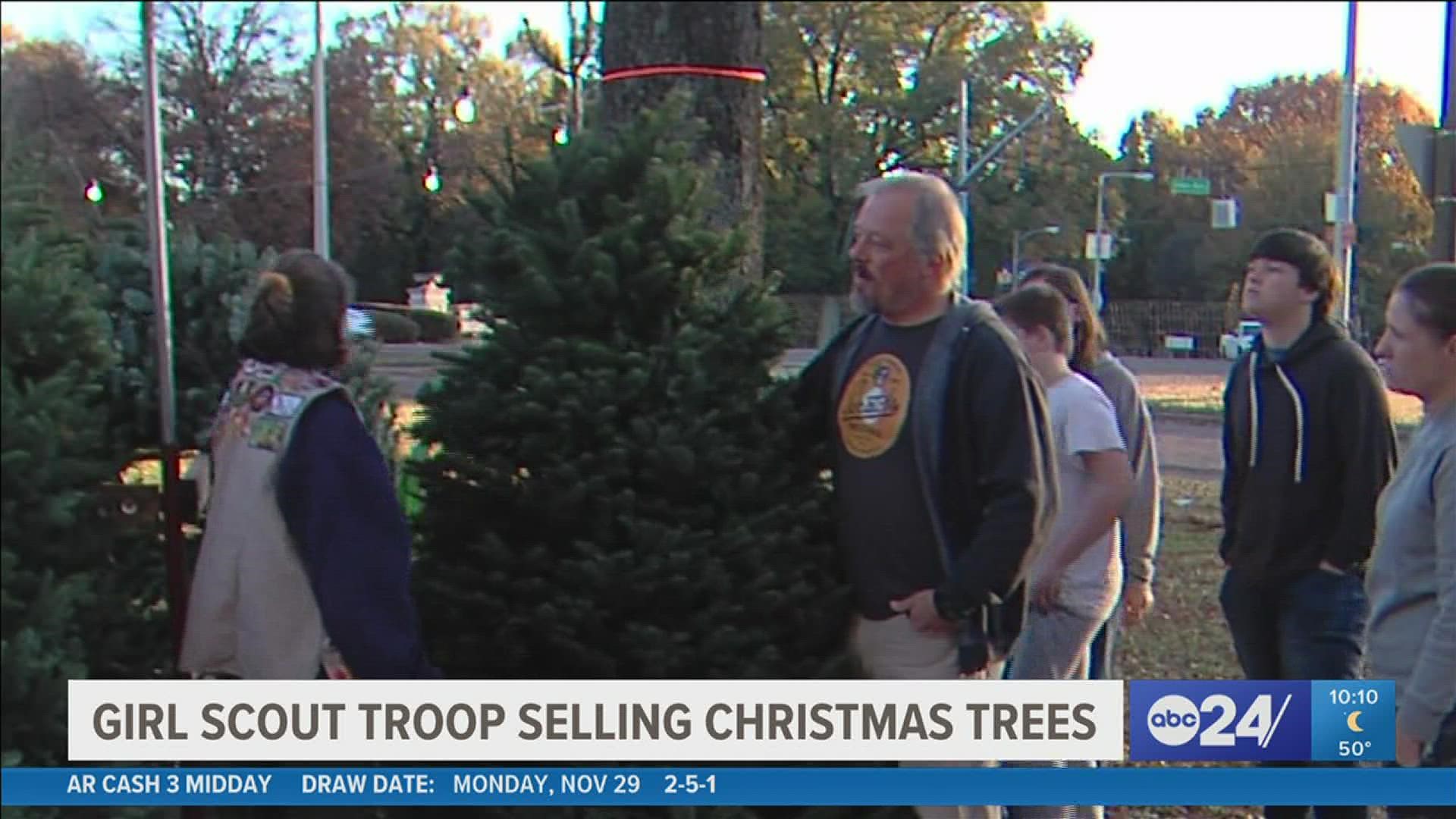 Troop 68 in Memphis is raising money with the tree lot now to help fund a trip to Europe next year.