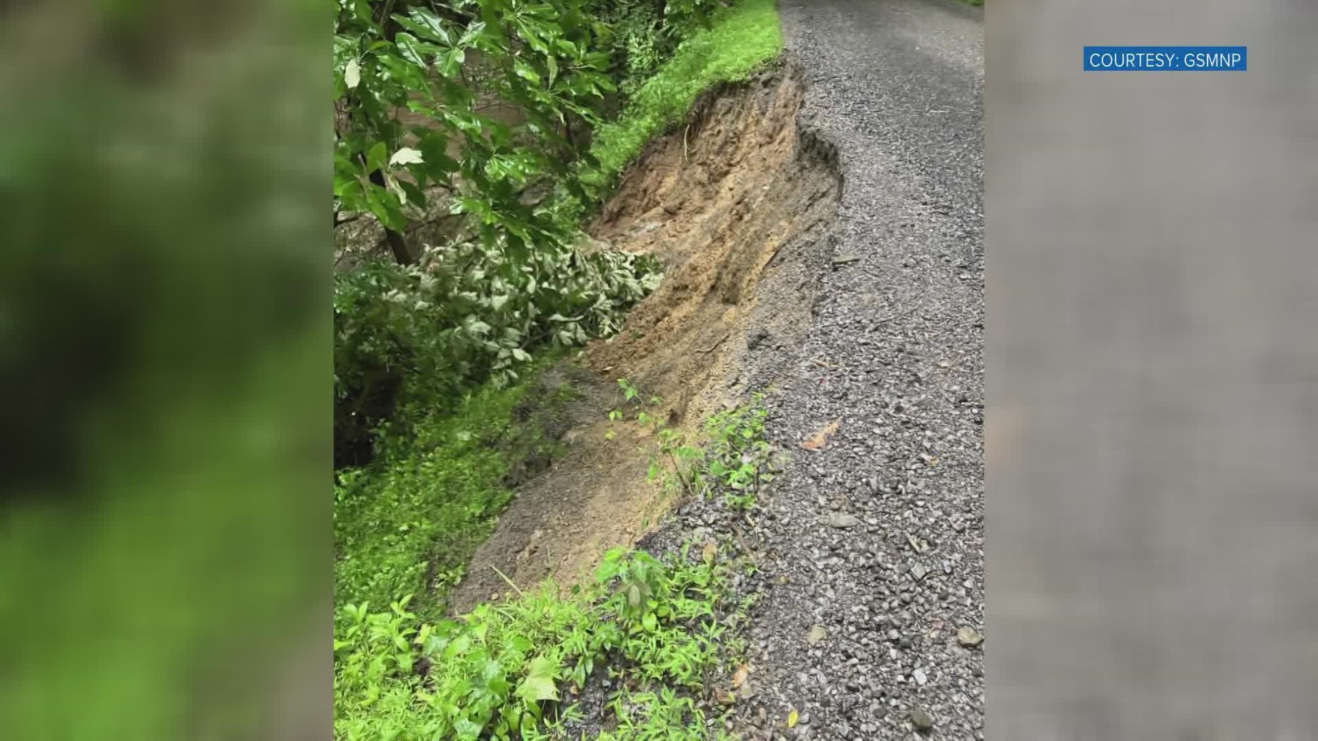 National park officials said the roads were further damaged due to floodwaters that caused a slide and made the roads unstable.