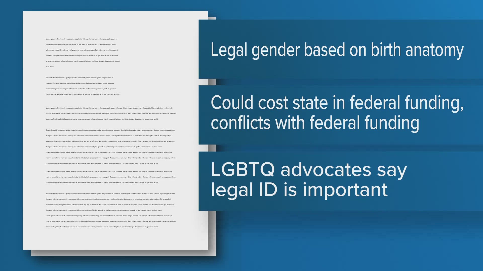 Legislative officials have warned that enacting the bill could cost the state millions in federal funding because the definition conflicts with federal rules.