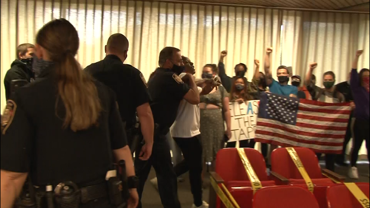 Seven arrested during Knox Co. Commission meeting after rally called for release of Austin-East shooting bodycam video Seven arrested during Knox Co. Commission meeting after rally called for release of Austin-East shooting bodycam video
