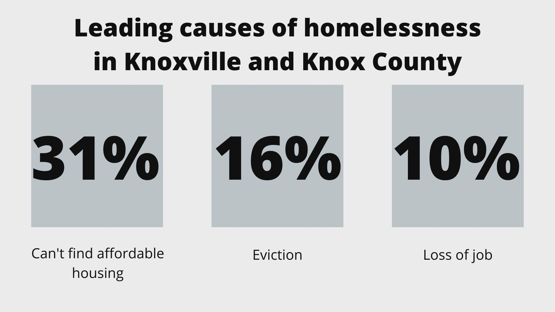 31% of those homeless in Knox County couldn't find affordable housing.
