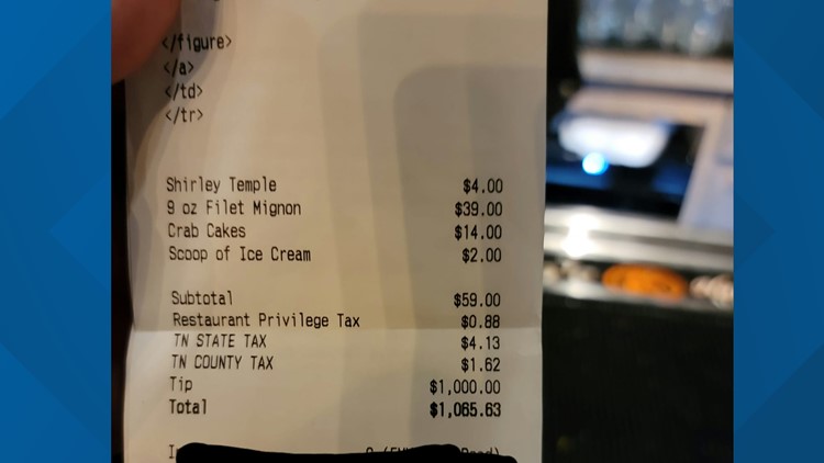 Gatlinburg tourist surprises steakhouse staff with $1,000 tip Gatlinburg tourist surprises steakhouse staff with $1,000 tip
