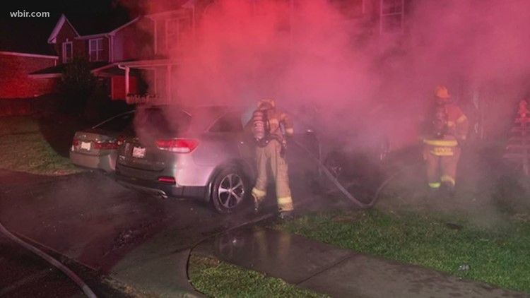 No injuries reported after four cars catch fire outside NE Knox County home