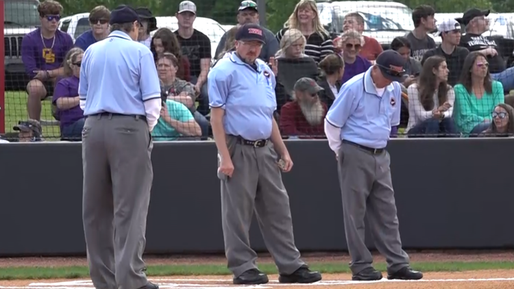 Father, mother, and son umpire together District 3-A softball title game