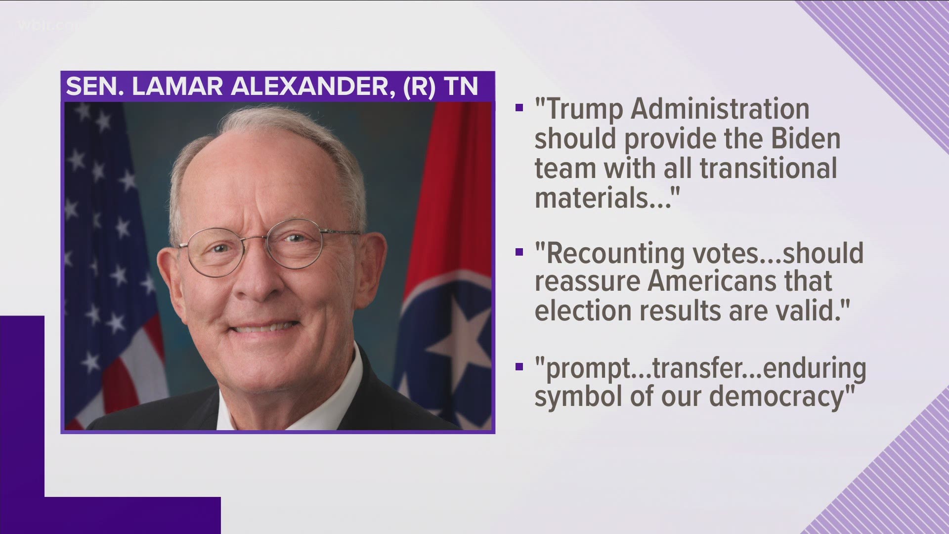 Sen. Lamar Alexander addressed Friday the need for cooperation in the transition to a new president.