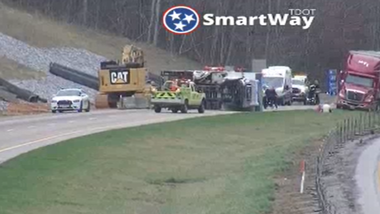 I-40 East in Loudon Co. closed near mile marker 364 due to overturned vehicle
