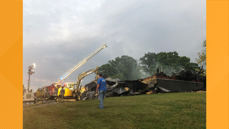Firefighter crews clear the scene of destroyed church in Greene County, TBI on the way