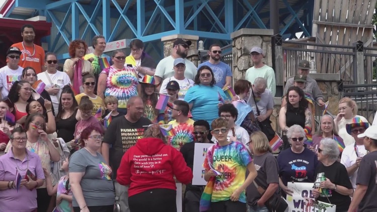Dozens march down Gatlinburg streets to kick-off Pride Month Dozens march down Gatlinburg streets to kick-off Pride Month