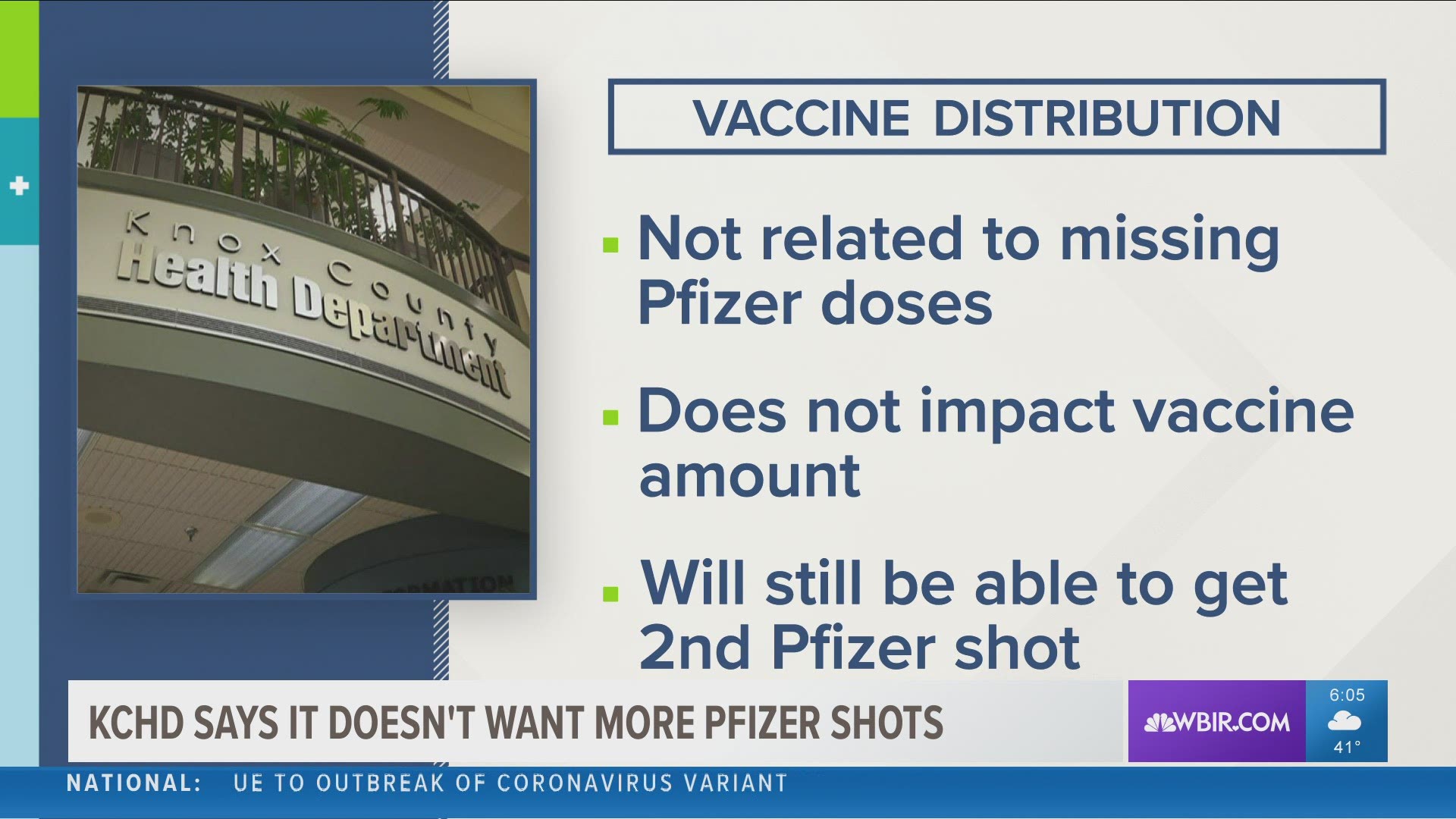 KCHD said it prefers the Moderna vaccine because it's easier to store. People who received the Pfizer vaccine will still be able to receive the second dose of it.