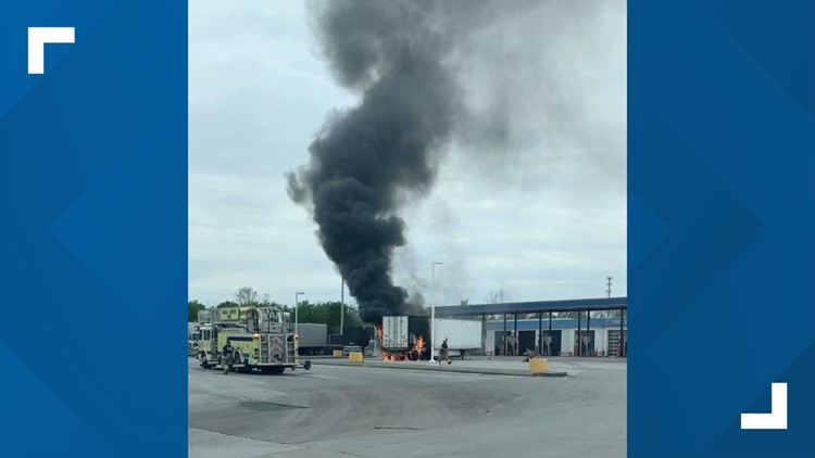 No injuries reported after tractor-trailer fire at truck stop