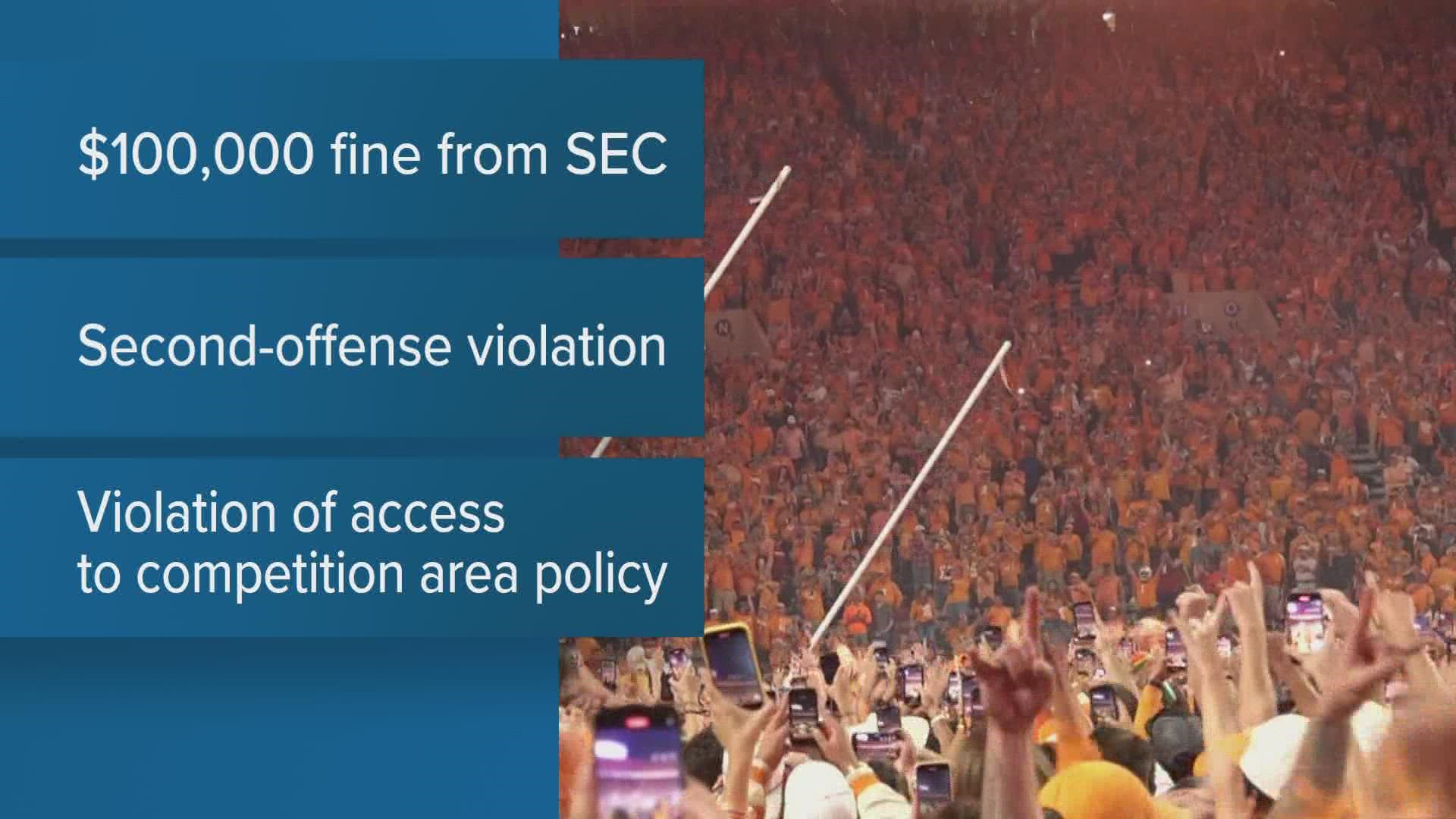 UT will have to pay a $100,000 fine from the SEC. The conference says it's against the league's access to competition area policy.
