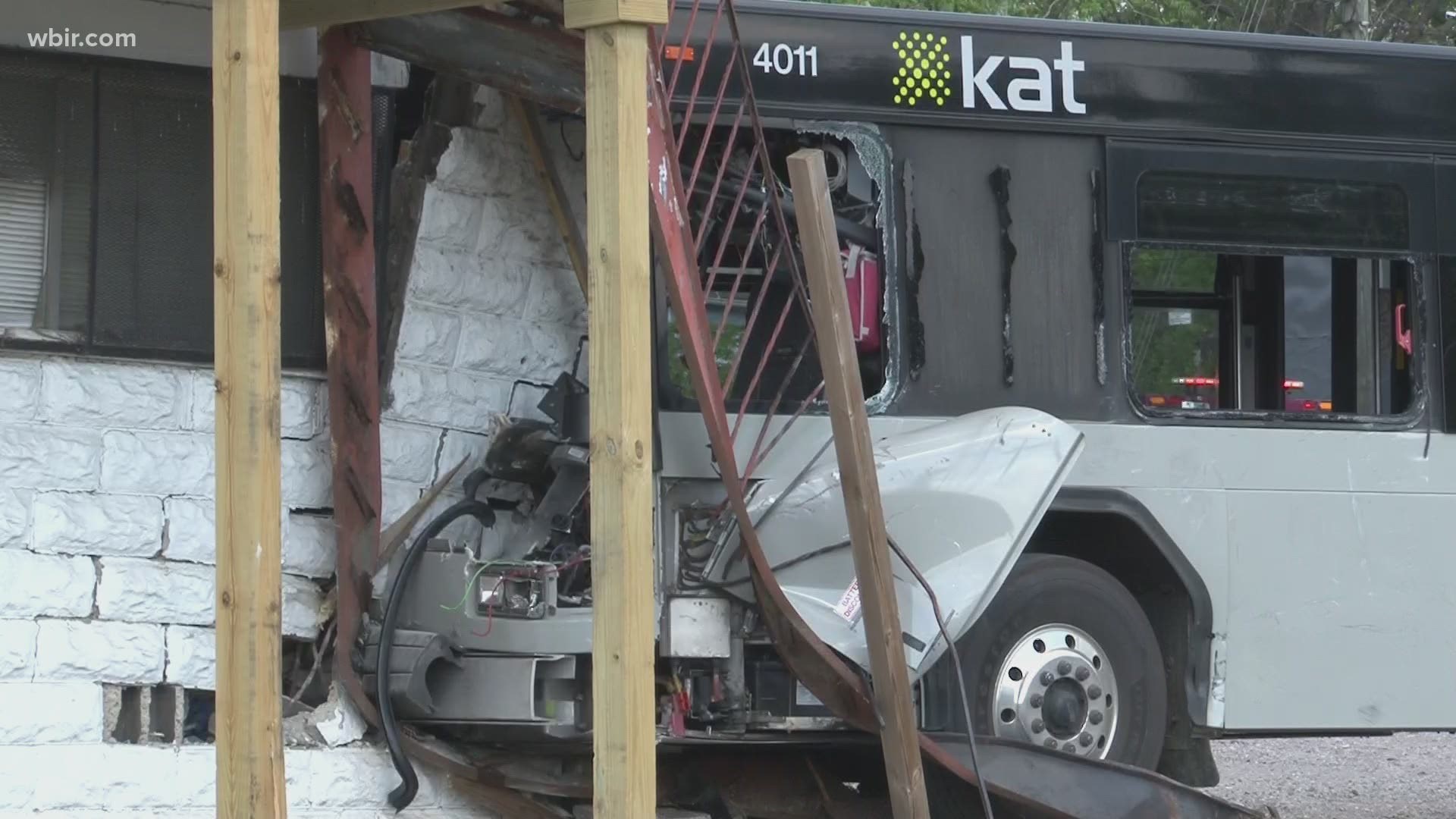 The Knoxville Fire Department said two people were hurt after a KAT bus and a FedEx truck crashed in North Knoxville.