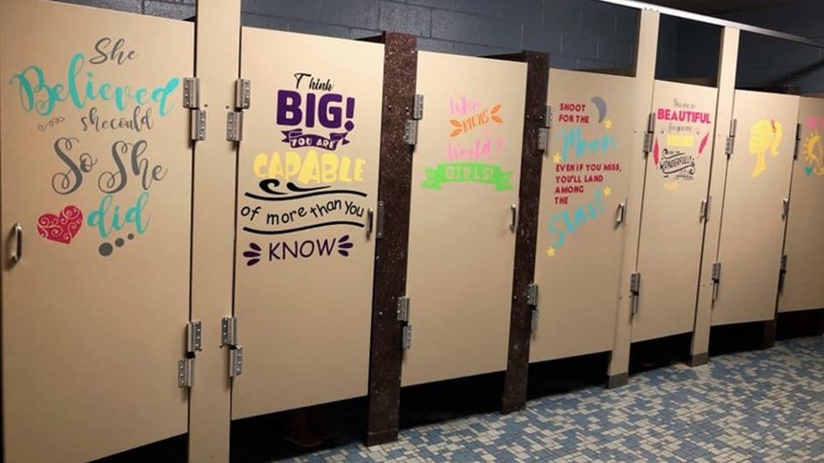 You are capable of more than you know | School paints girls bathroom with supportive messages