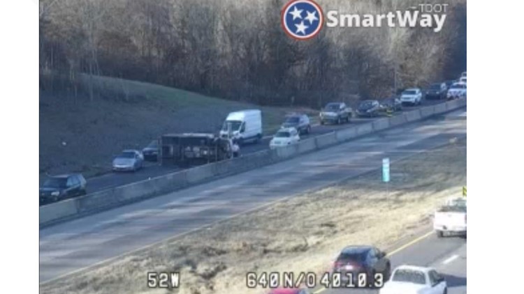 TDOT: I-640 East blocked at Rutledge Pike after vehicle flipped across the road