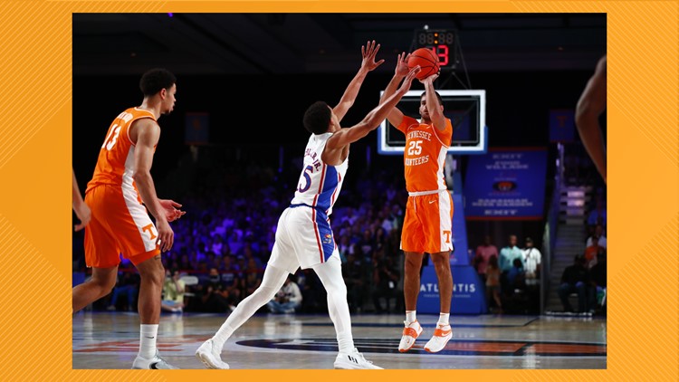 No. 22 Tennessee upsets No. 3 Kansas in Battle 4 Atlantis championship, 64-50