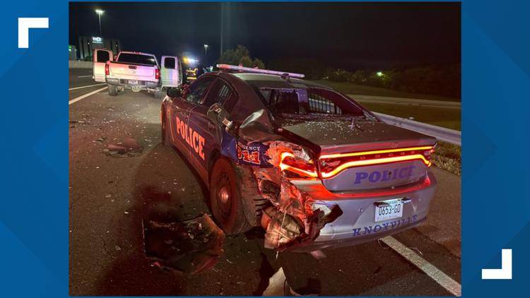 KPD: Police cruiser hit while working a crash