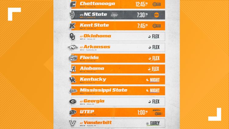 Game time windows announced for 2024 Tennessee football season Game time windows announced for 2024 Tennessee football season