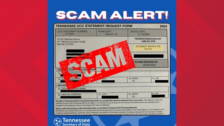 Tennessee Secretary of State warns of mail scam involving Uniform Commerical Code Tennessee Secretary of State warns of mail scam involving Uniform Commerical Code