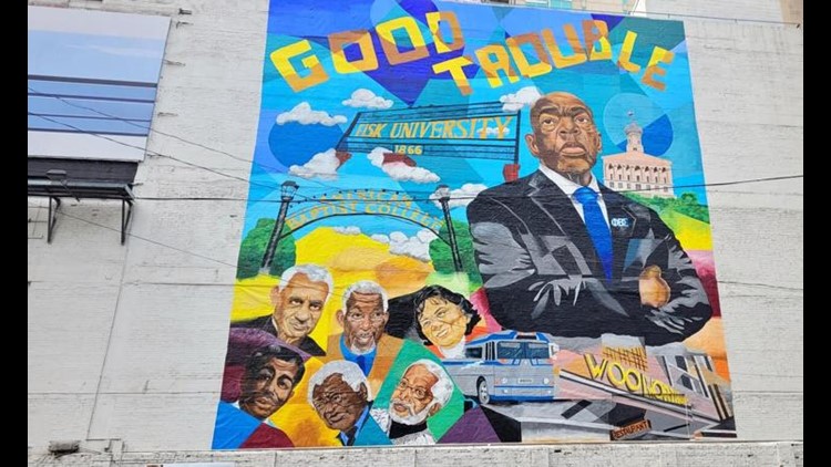 Mural honoring U.S. Rep John Lewis completed in downtown Nashville