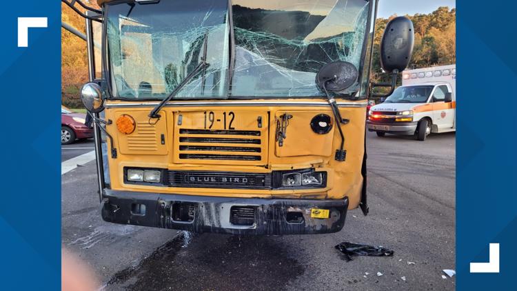 Jefferson County School bus hits truck, three people transported to hospital