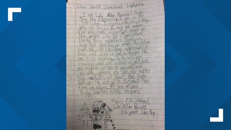 Hamblen County students deliver letters to health department employees