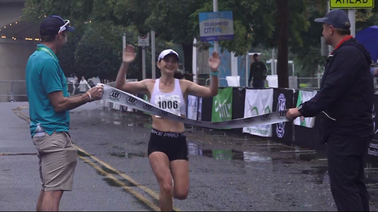 Amanda Martin makes history, becoming the first female to win overall Covenant Health Knoxville Half-Marathon