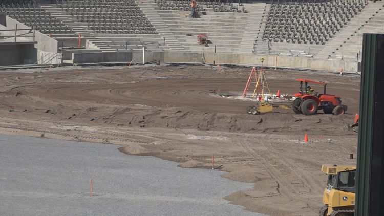 Crews to soon install grass on field of new downtown Knoxville stadium, as construction progresses