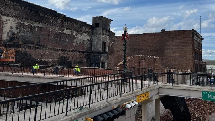 City of Morristown provides update along with images as demolition continues on Parks-Belk Building