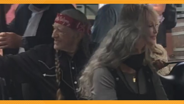 Willie Nelson joins Dolly Parton for filming of NBC Christmas movie at Dollywood