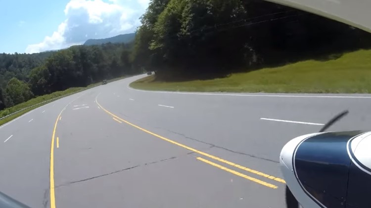 VIDEO: Plane dodges traffic, makes emergency landing on North Carolina highway