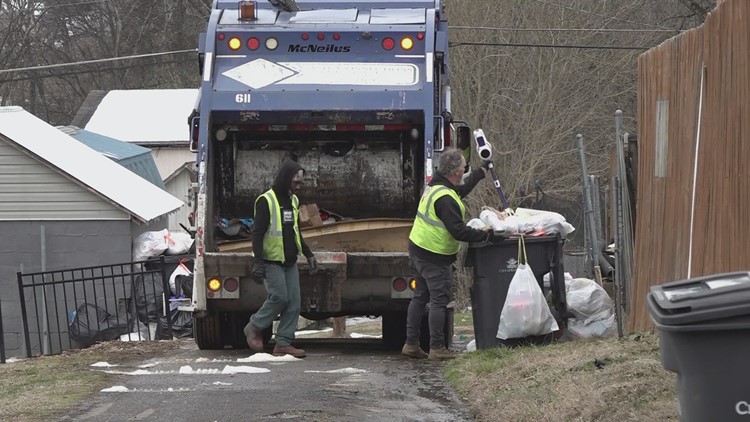Knoxville trash crews start picking up garbage as they work around the clock to catch up with backlog