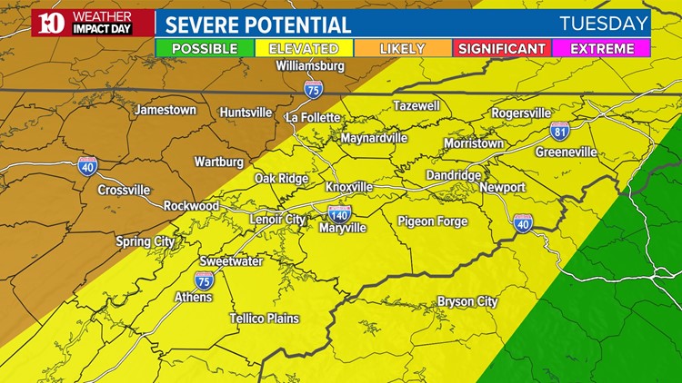 10Weather Impact Day: Damaging winds and isolated tornadoes possible Tuesday