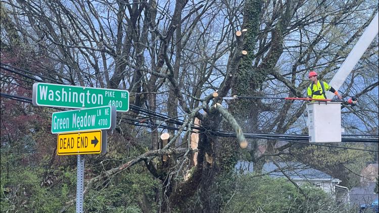 Crews work to repair overnight storm damage