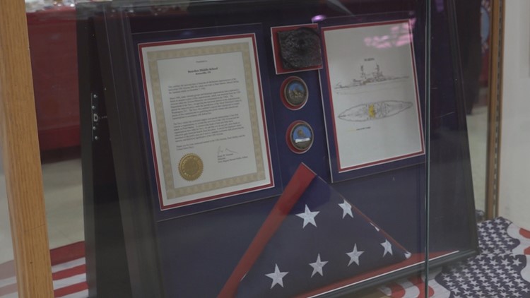 Pearl Harbor relic from USS Arizona now in Bearden Middle School