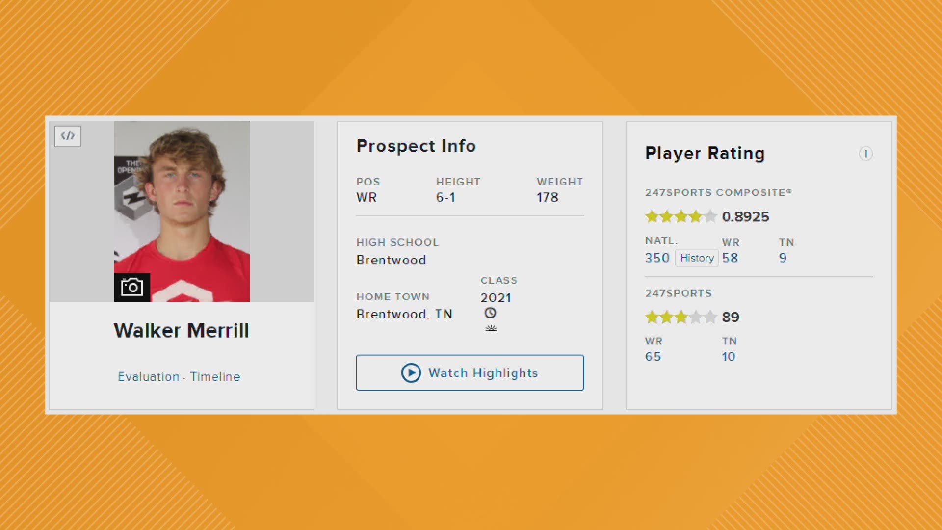 Vols add in-state wide receiver Walker Merrill during the early signing period.