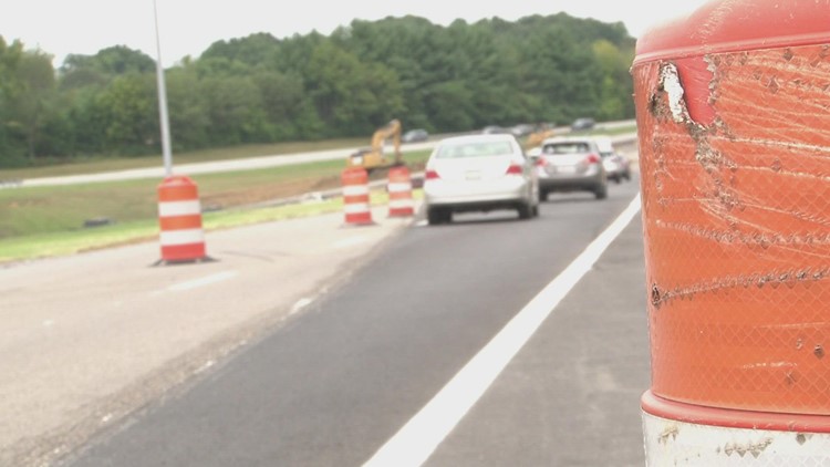More cones put up on Alcoa Highway for new construction project