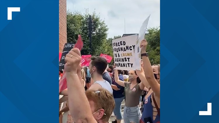 Demonstrators gather in downtown Knoxville for March in Defense of Abortion