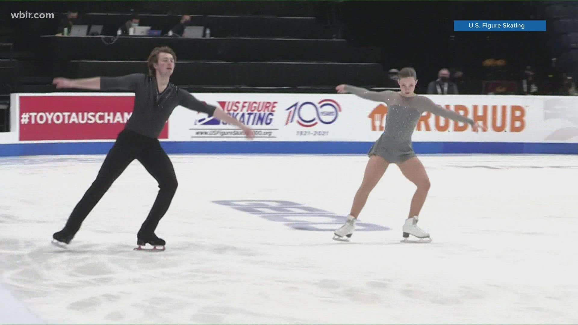 Cat Rivers, 18, fell in love with ice skating on the Market Square Rink in Knoxville. This week, she and Timmy Chapman won the bronze medal for junior pairs.