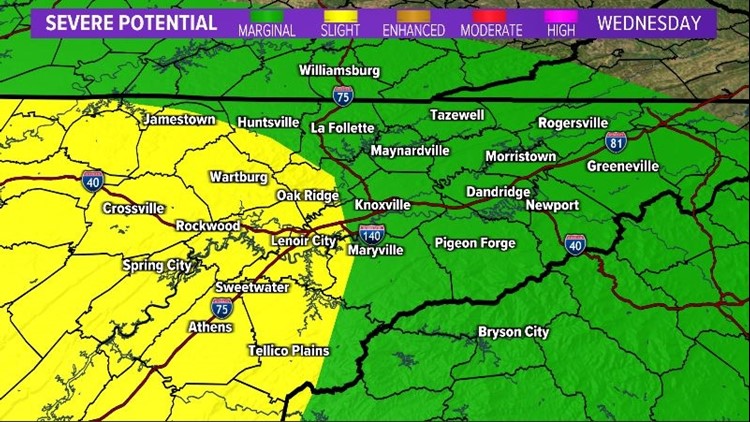 Strong storms with heavy rain are possible across East Tennessee into this evening