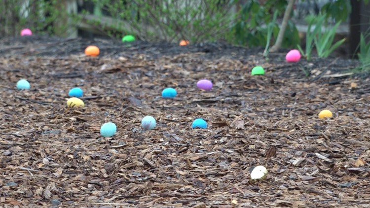 Ancient Lore Village place over 2,000 eggs for Saturday Easter egg hunt