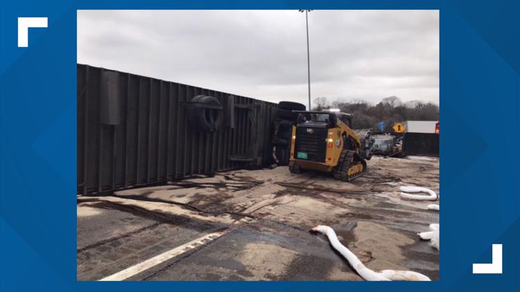 TDOT: Tractor-trailer overturns, spills gallons of liquid fertilizer product in Knox Co.